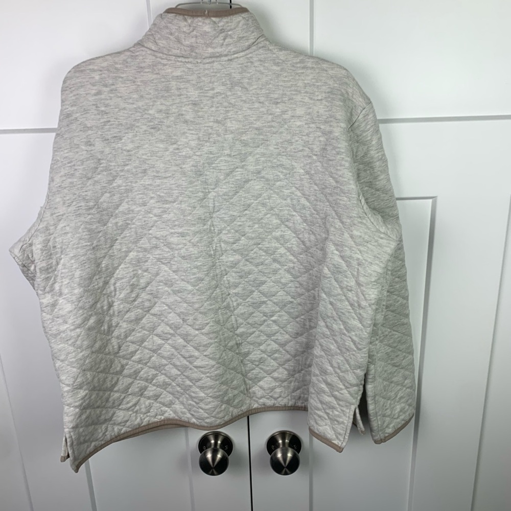 Eddie Bauer XL Quilted Pullover Quarter Snap Beige Sweater - Picture 6 of 6